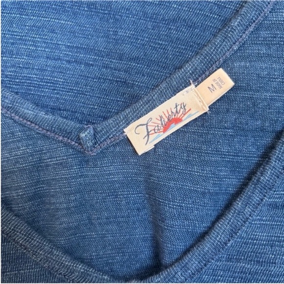 Faherty Mini Shift Dress Sleeveless Tank V Neck Cotton Indigo Blue Size Medium - Picture 3 of 11